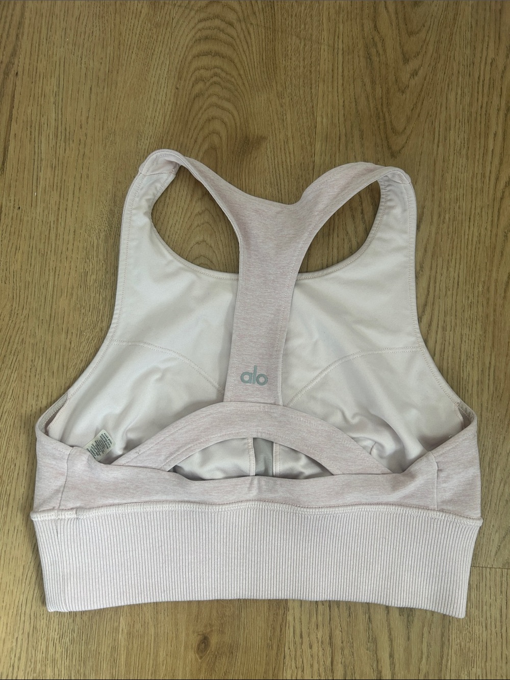 ALO Yoga Alosoft Heather Pink Serenity Racerback Sports Bra Size Small - Picture 2 of 3